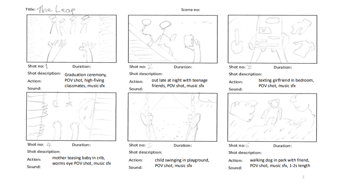 Storyboard page 1 for The Leap