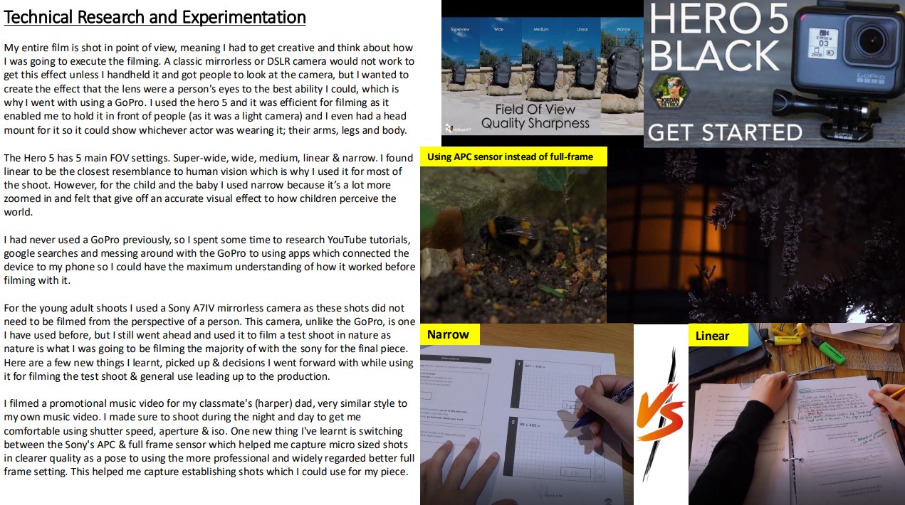 Technical research notes on camera choice for The Leap