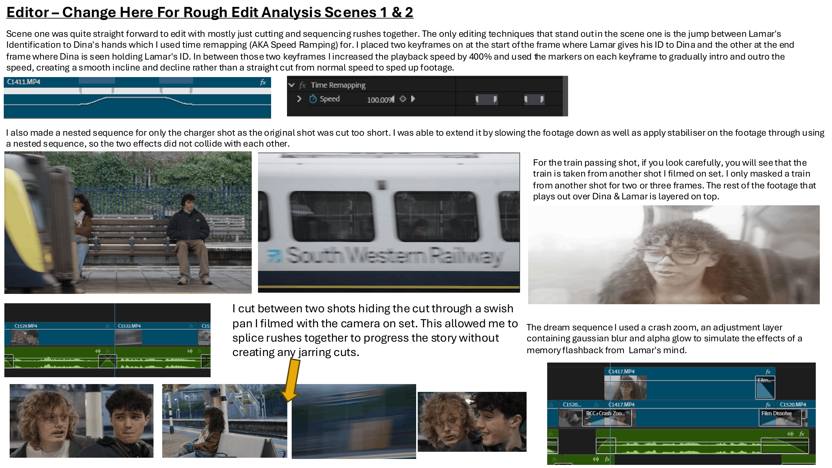 Editing breakdown, part 2, for Change Here For;